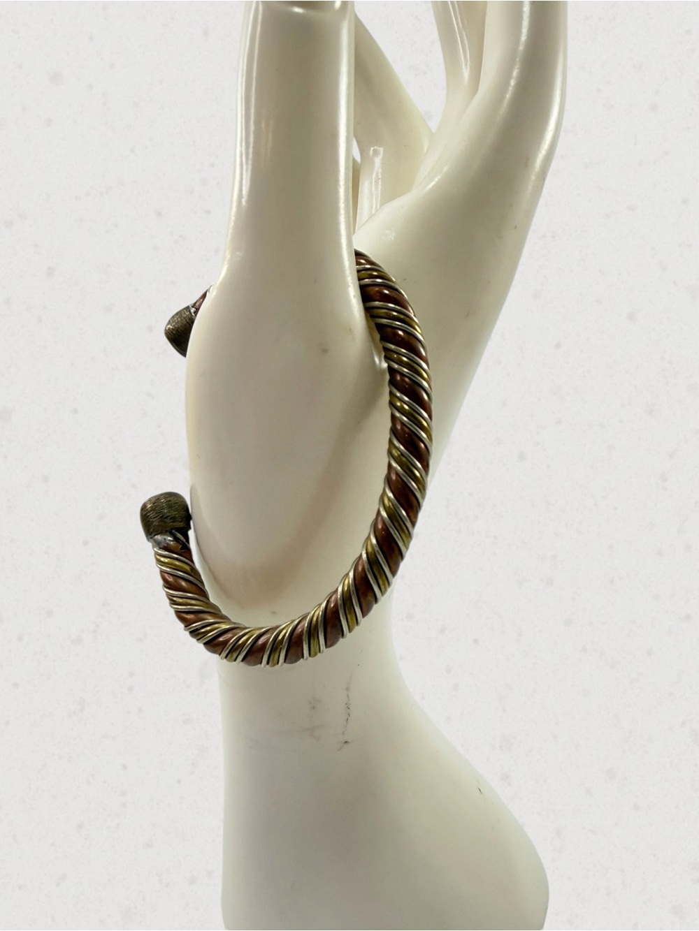Twisted Metal Open Cuff Bracelet - Antique Bronze and Silver